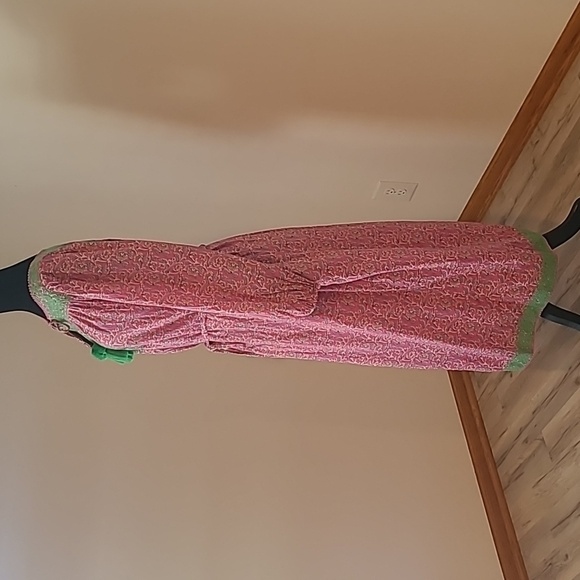 J crew pink vines tunic midi dress long needlepoint embroidery and tassel M - Picture 2 of 11